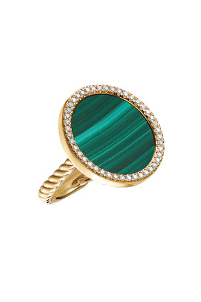 Elements® Ring in 18K Yellow Gold with Malachite and Pavé Diamonds